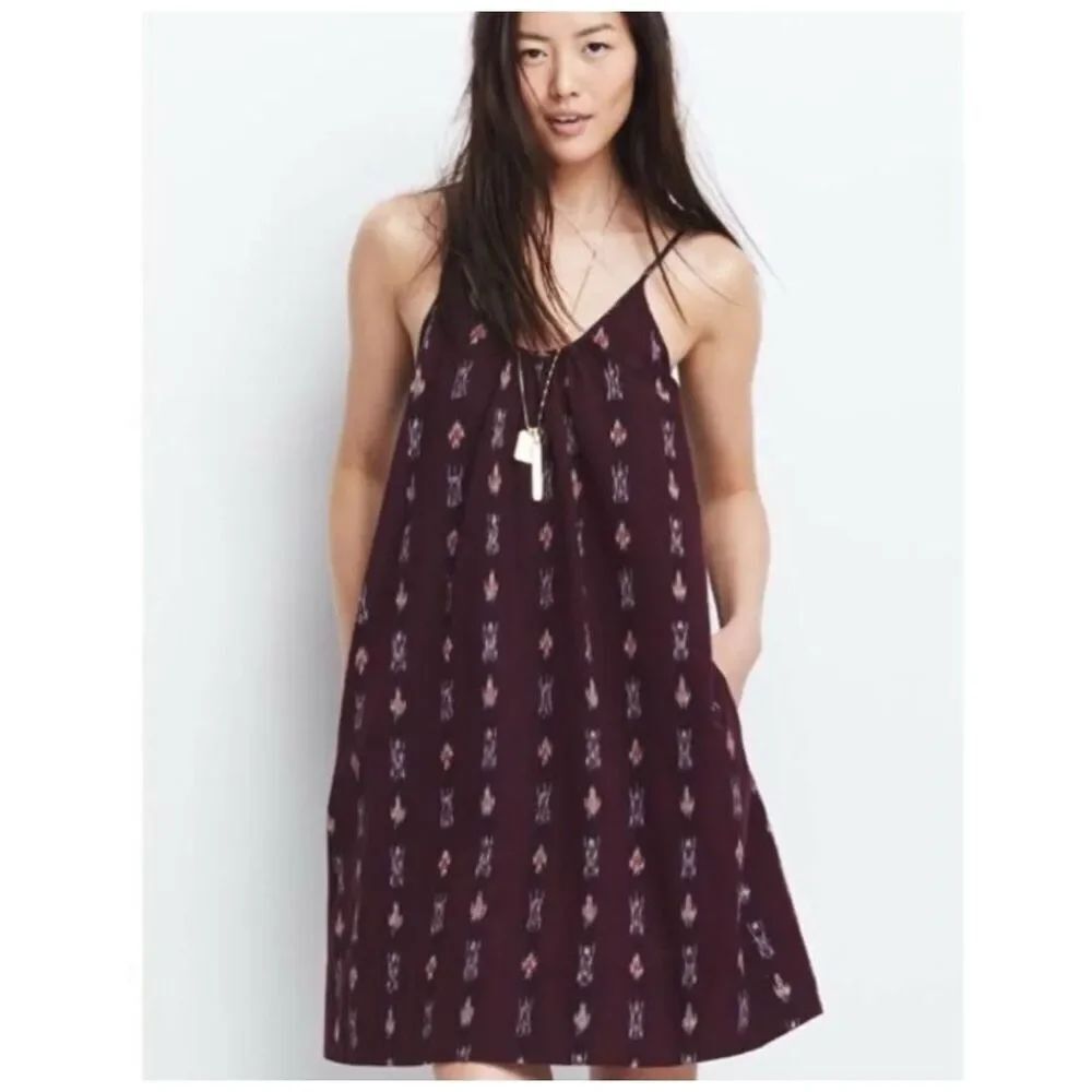 Madewell Ikat maroon sustainable tank XXS mini dress